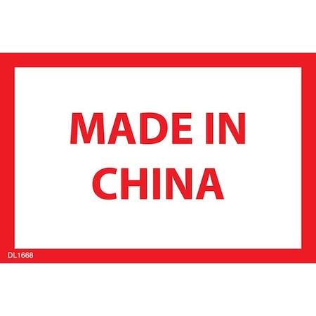 Decker Tape Products Label, DL1668, MADE IN CHINA, 2" X 3" DL1668